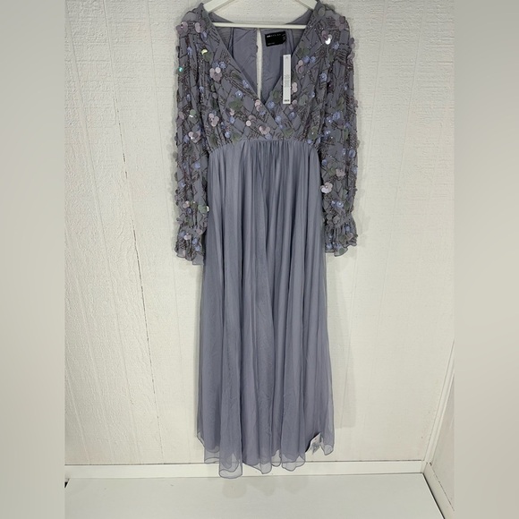 NWT ASOS DESIGN Maternity embellished wrap front maxi dress size 4 - Picture 2 of 16